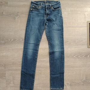 7 For All Mankind Women's Skinny Jeans in Medium Blue Wash